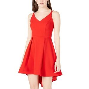 NWOT Macy's Women's Red Spaghetti Strap V Neck Party Fit Flare Mini Dress S